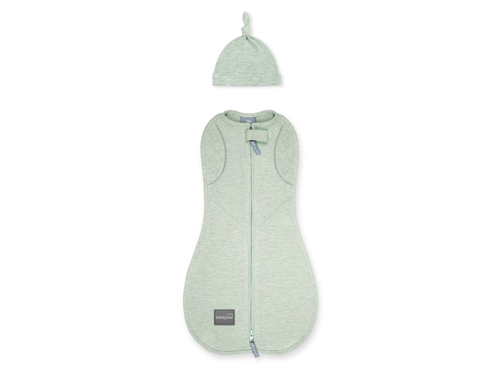 Zavinovačka Sleepee Second Step Swaddle s čepičkou zdarma mintová