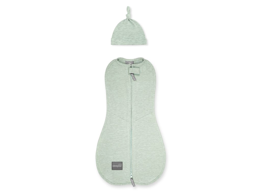 Zavinovačka Sleepee First Step Swaddle s čepičkou zdarma mintová