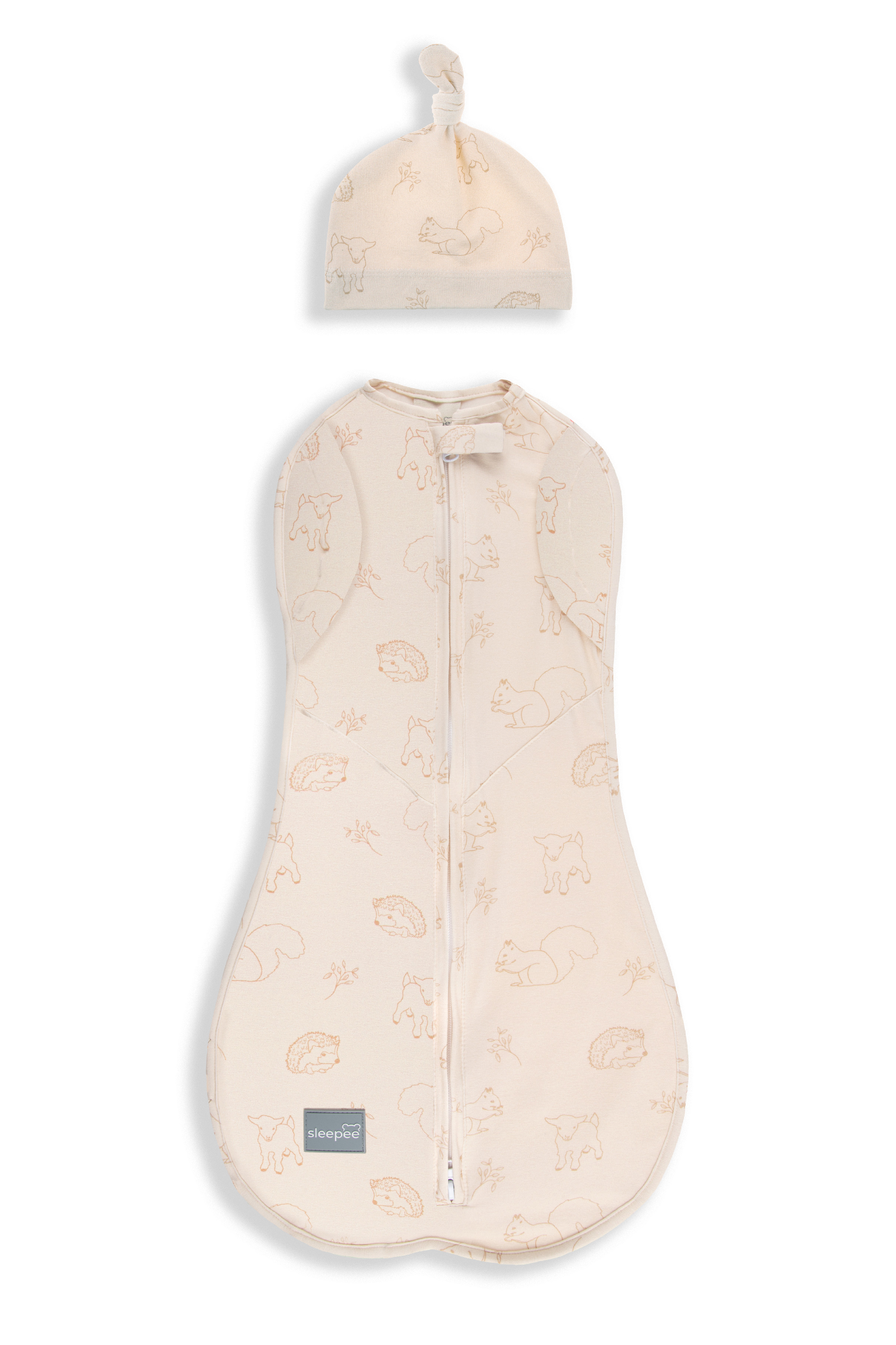 Zavinovačka Sleepee Second Step Swaddle s čepičkou zdarma Vintage Animals Cream