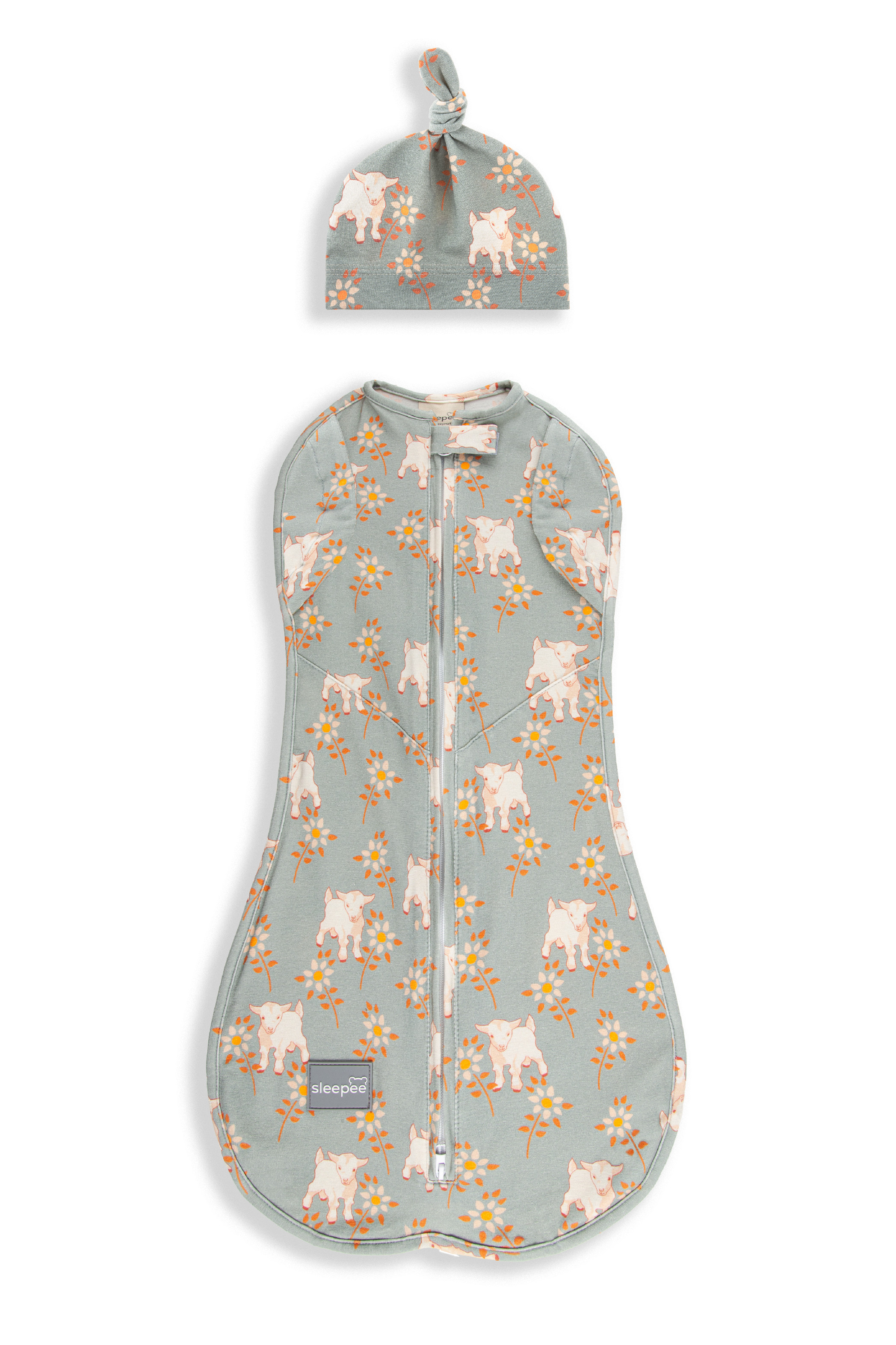 Zavinovačka Sleepee Second Step Swaddle s čepičkou zdarma Vintage Animals Sky Blue